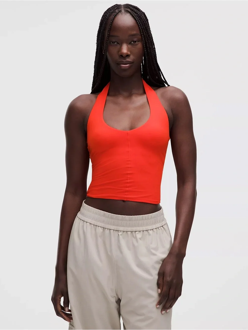 Lululemon Wundermost Ultra-Soft Nulu Halter Tank Top Cherry Ember Size S NWT